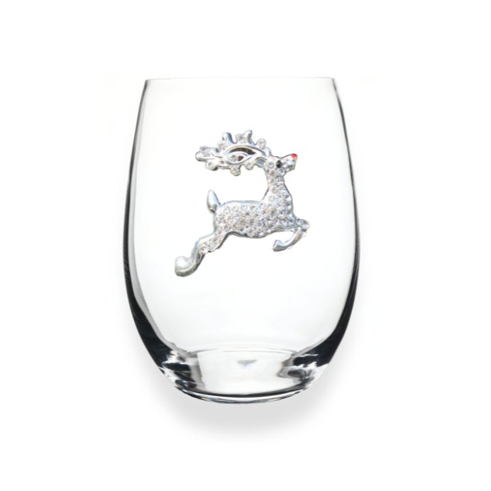 The Queens' Jewels Reindeer Jeweled Stemless Glassware | CeCe's Home & Gifts