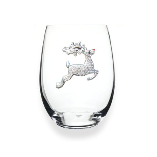 The Queens' Jewels Reindeer Jeweled Stemless Glassware | CeCe's Home & Gifts