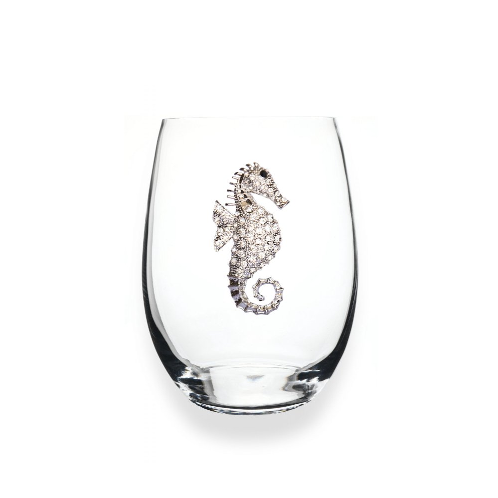 The Queens' Jewels Seahorse Jeweled Stemless Glassware | CeCe's Home & Gifts