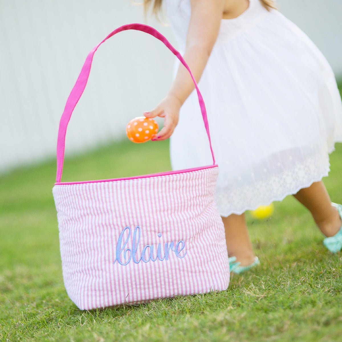 Viv & Lou Seersucker Easter Baskets by Viv & Lou | CeCe's Home & Gifts