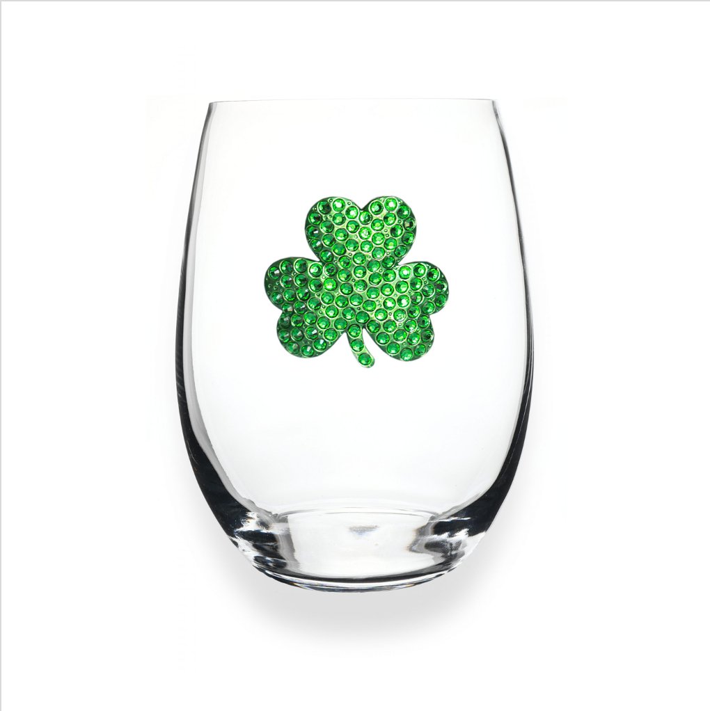 The Queens' Jewels Shamrock Jeweled Stemless Glassware | CeCe's Home & Gifts