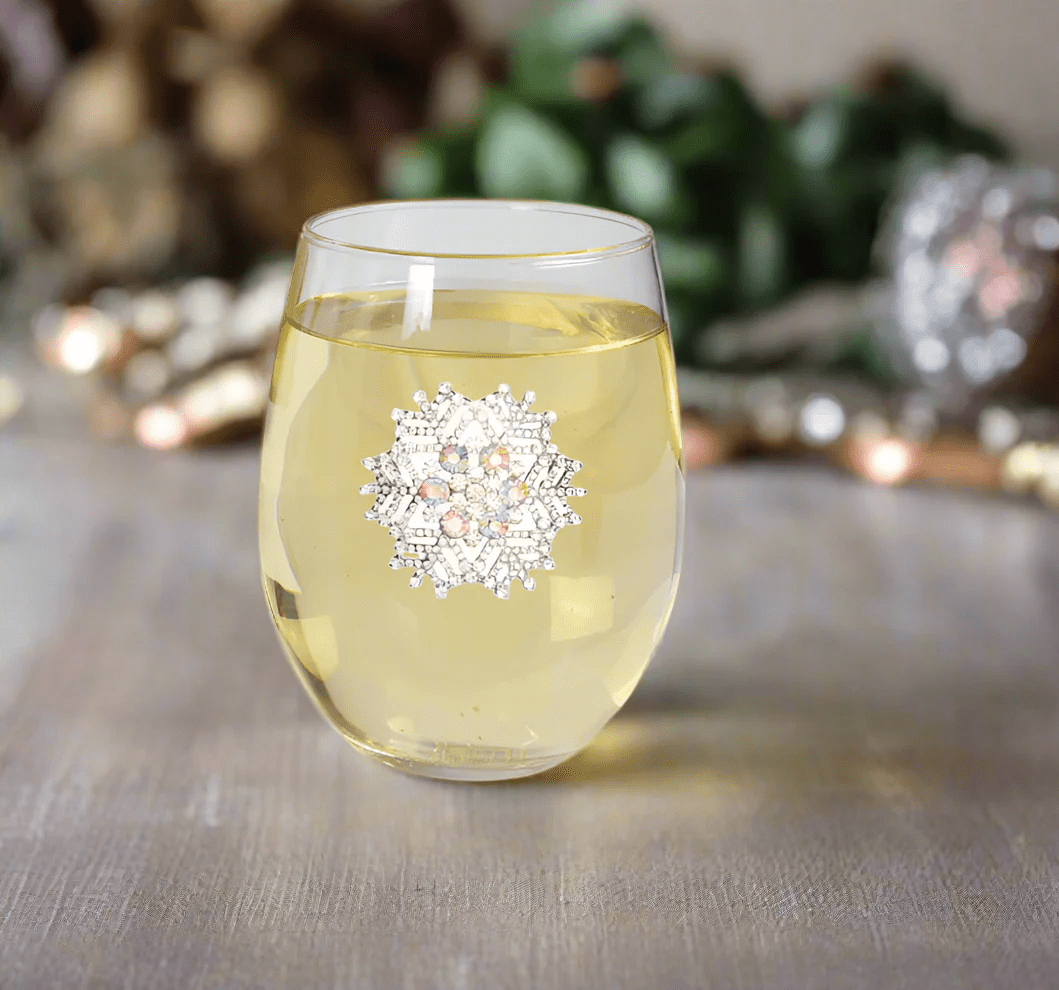 The Queens' Jewels Snowflake Jeweled Stemless Glassware | CeCe's Home & Gifts