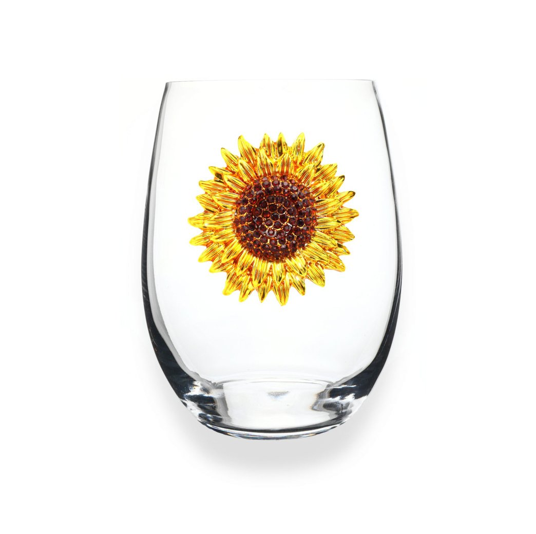 The Queens' Jewels Sunflower Jeweled Stemless Glass | CeCe's Home & Gifts