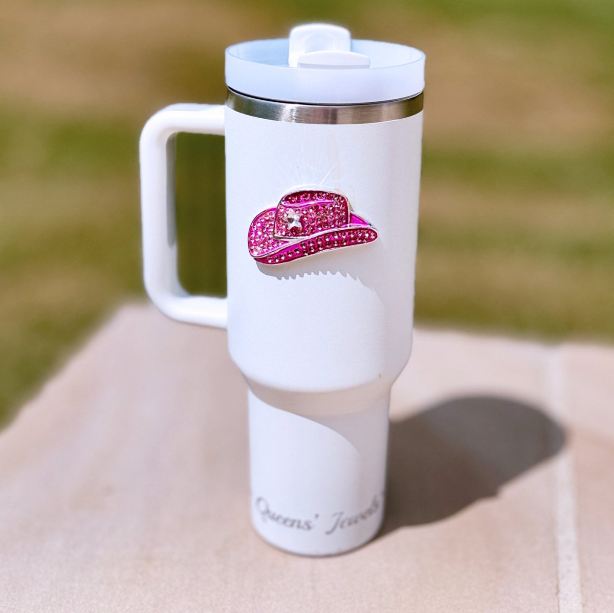 The Queens' Jewels The Queens’ Jewels Pink Jeweled Cowboy Hat Insulated Tumbler - 40oz | CeCe's Home & Gifts