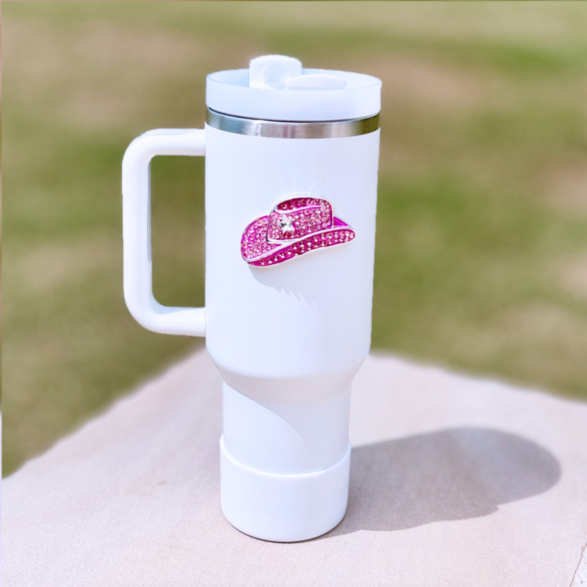 The Queens' Jewels The Queens’ Jewels Pink Jeweled Cowboy Hat Insulated Tumbler - 40oz | CeCe's Home & Gifts