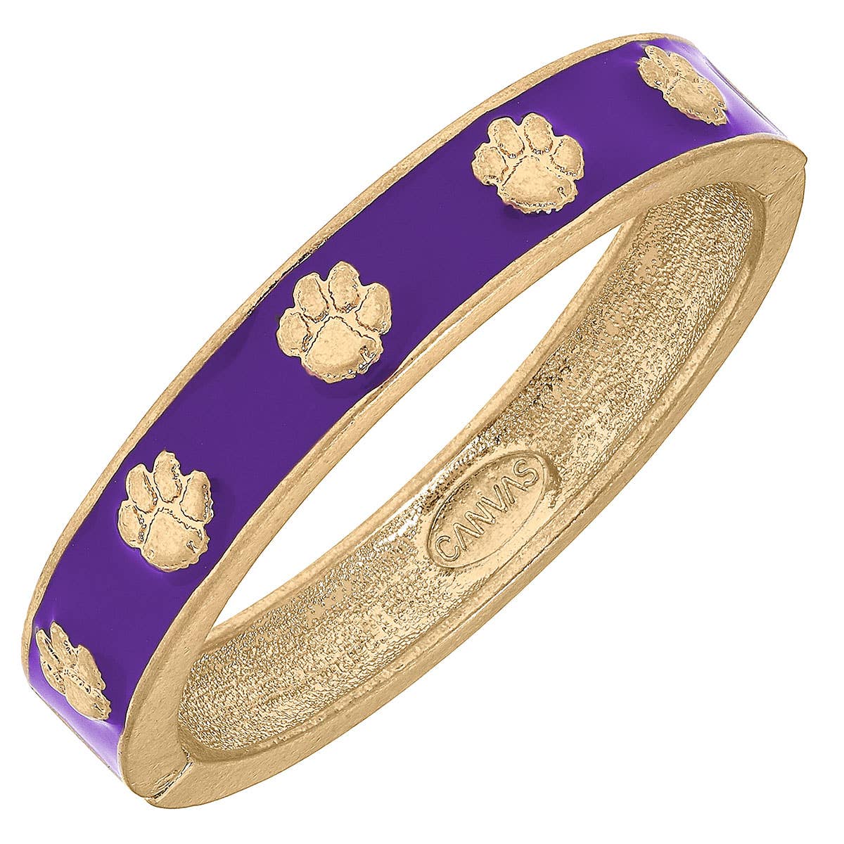 Canvas Style Tiger Paw Enamel Logo Hinge Bangle | CeCe's Home & Gifts