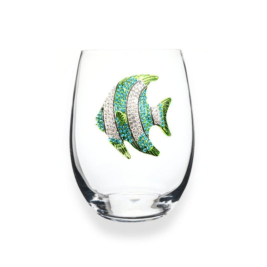 The Queens' Jewels Turquoise Tropical Fish Jeweled Stemless Glassware | CeCe's Home & Gifts