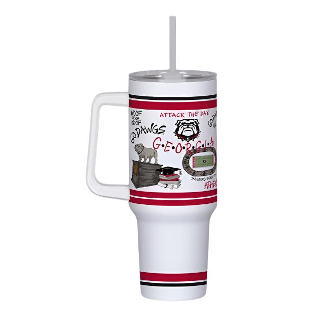 MAGNOLIA LANE University of Georgia 40oz Insulated Tumbler w/ Handle | CeCe's Home & Gifts