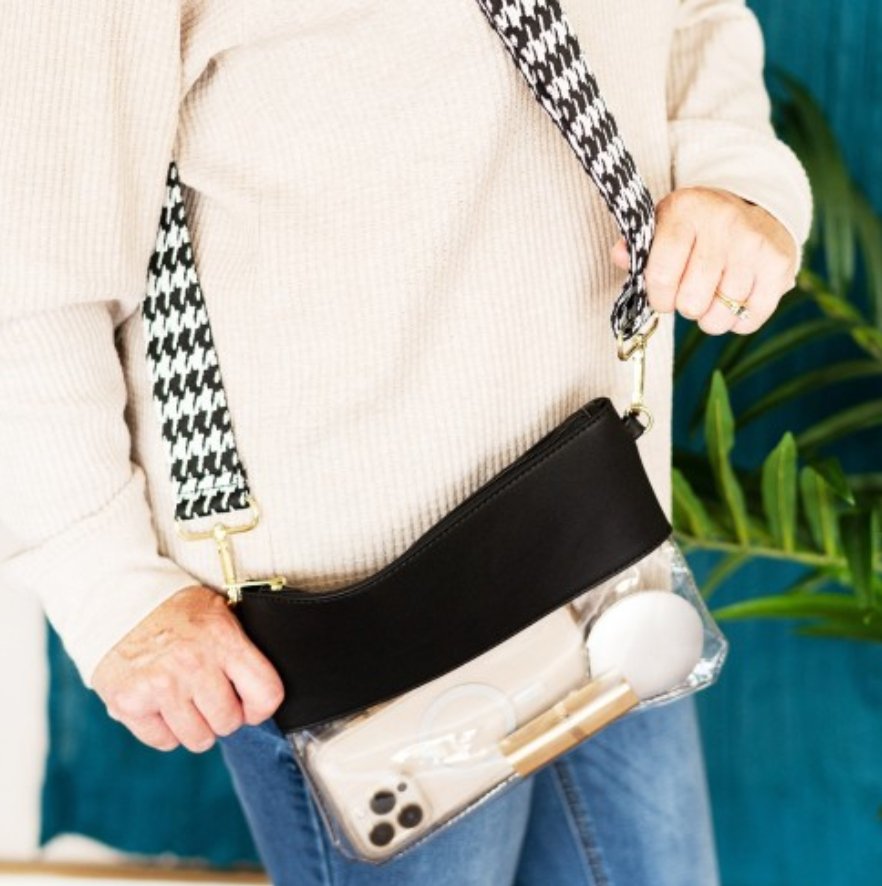 Viv & Lou Viv & Lou Houndstooth Crossbody Strap | CeCe's Home & Gifts