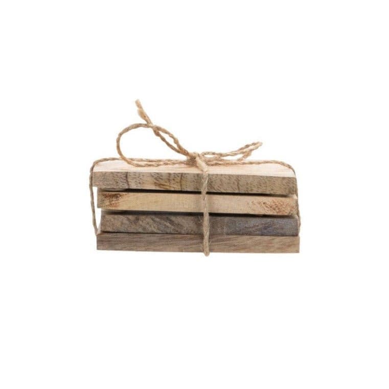 Foreside Home & Garden White Marble and Mango Wood Coasters - Set of 4 | CeCe's Home & Gifts