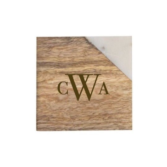 Foreside Home & Garden White Marble and Mango Wood Coasters - Set of 4 | CeCe's Home & Gifts