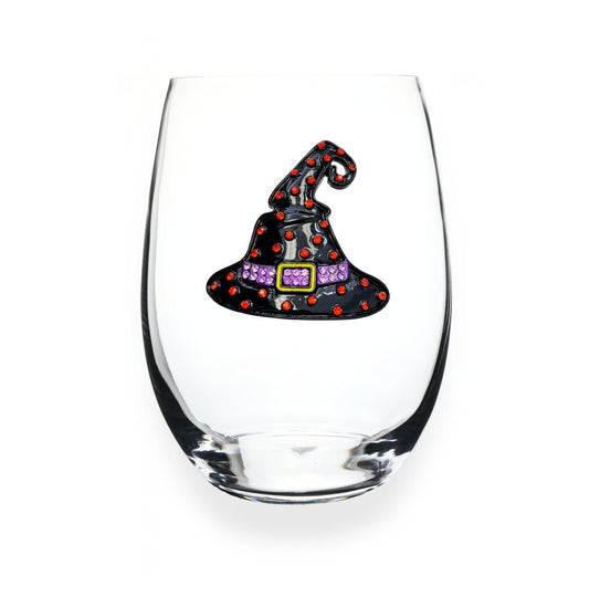 The Queens' Jewels Witch Hat Jeweled Stemless Wine Glass | CeCe's Home & Gifts