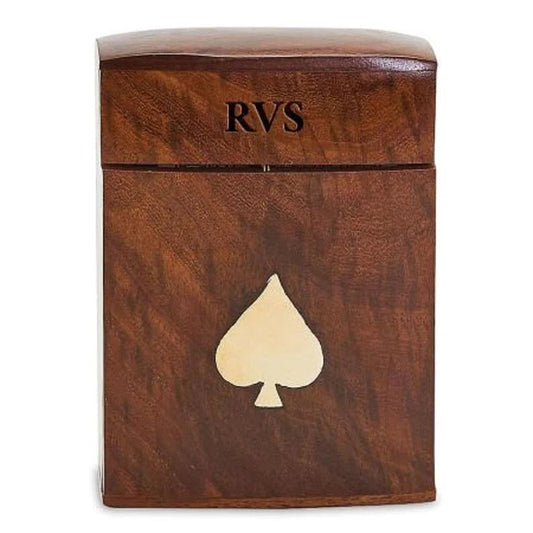 Two's Company Wood Playing Card Monogrammed Box Set | CeCe's Home & Gifts