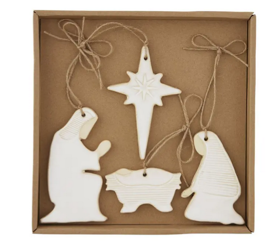 Mud Pie Nativity Ornament Set.