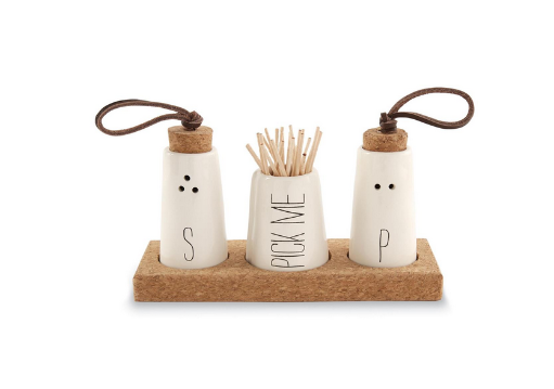 Mud Pie Salt, Pepper & Toothpick Holder Set