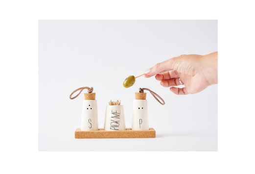 Mud Pie Salt, Pepper & Toothpick Holder Set