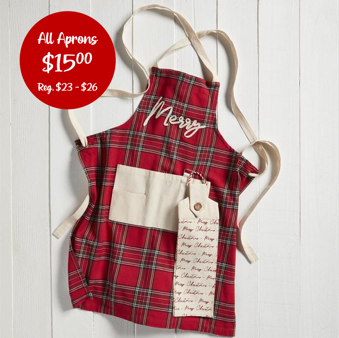 Mud Pie Tartan Apron and Towel Set