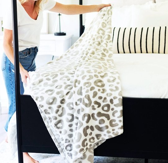 Viv & Lou Natural Leopard Cozy Blanket - CeCe's Home & Gifts