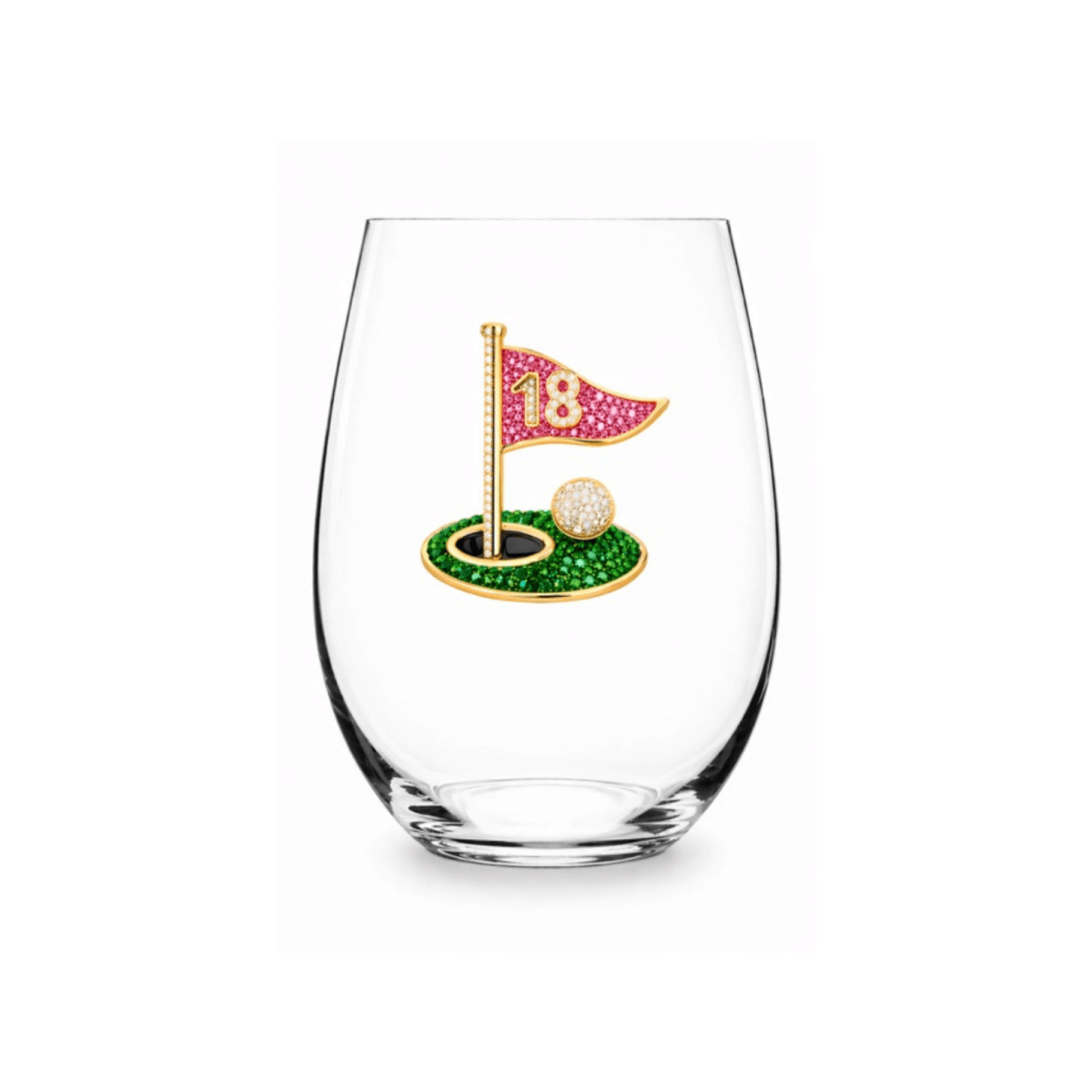 The Queens' Jewels 18th Hole Jeweled Stemless Glass | CeCe's Home & Gifts