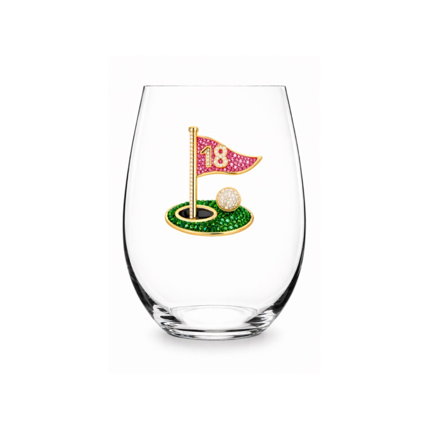 18th Hole Jeweled Stemless Glass