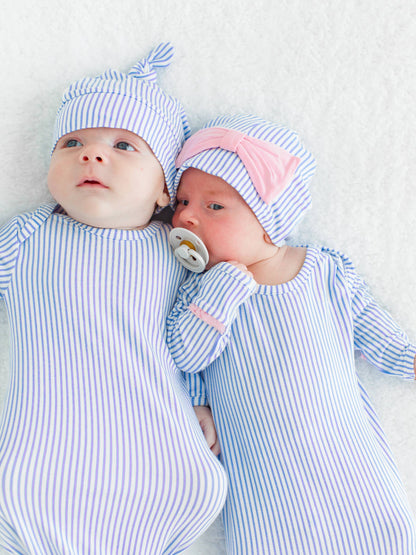 Baby Girl Periwinkle Stripe Bamboo Knotted Gift Set