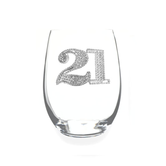 21st Birthday Jeweled Stemless Glassware - CeCe's Home & Gifts