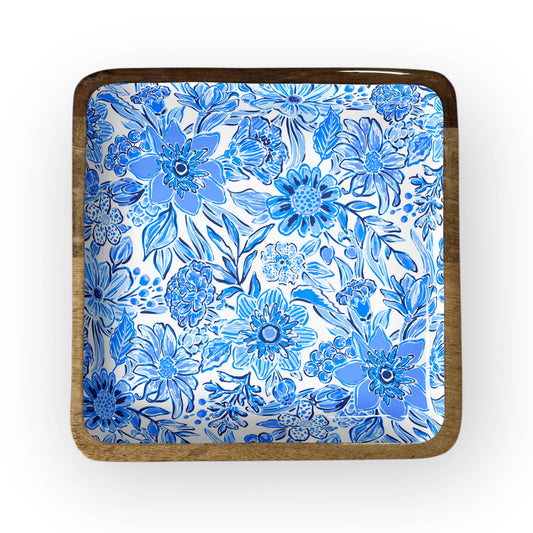 My Casita Blue Floral 12” Square Tray