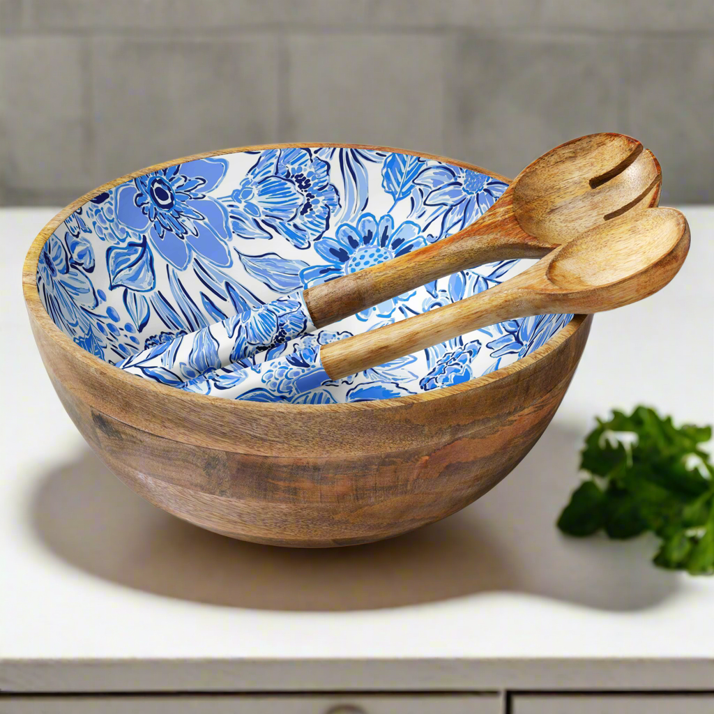 My Casita Blue Floral Decorative Serving Bowl Set