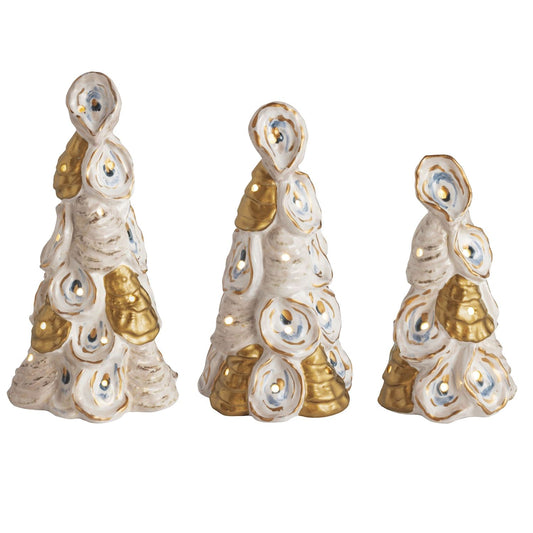 Mud Pie Oyster Ceramic Light-Up Tree - 3 Sizes