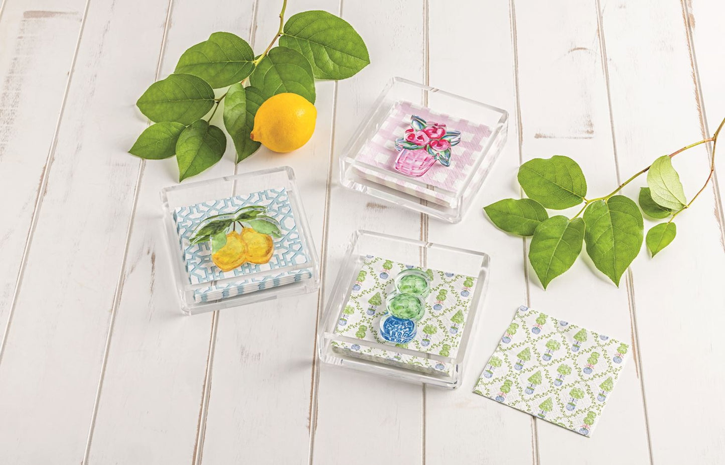 Mud Pie Topiary Garden Napkin & Caddy Set