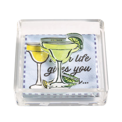 Mud Pie Margarita Acrylic Napkin Caddy & Weight Set