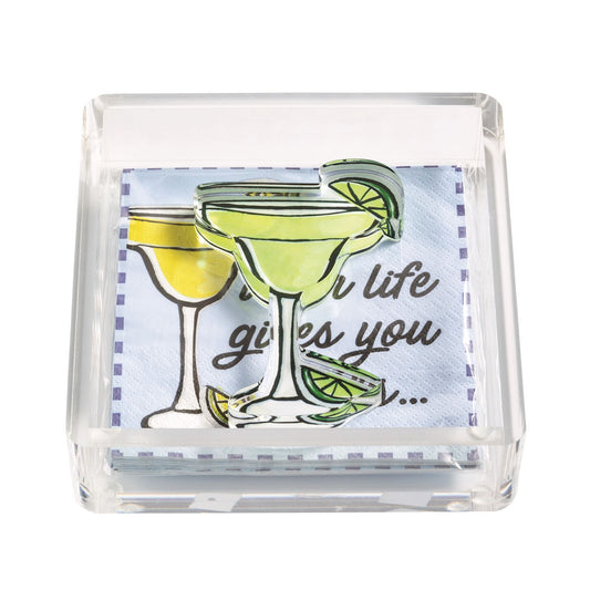 Mud Pie Margarita Acrylic Napkin Caddy & Weight Set