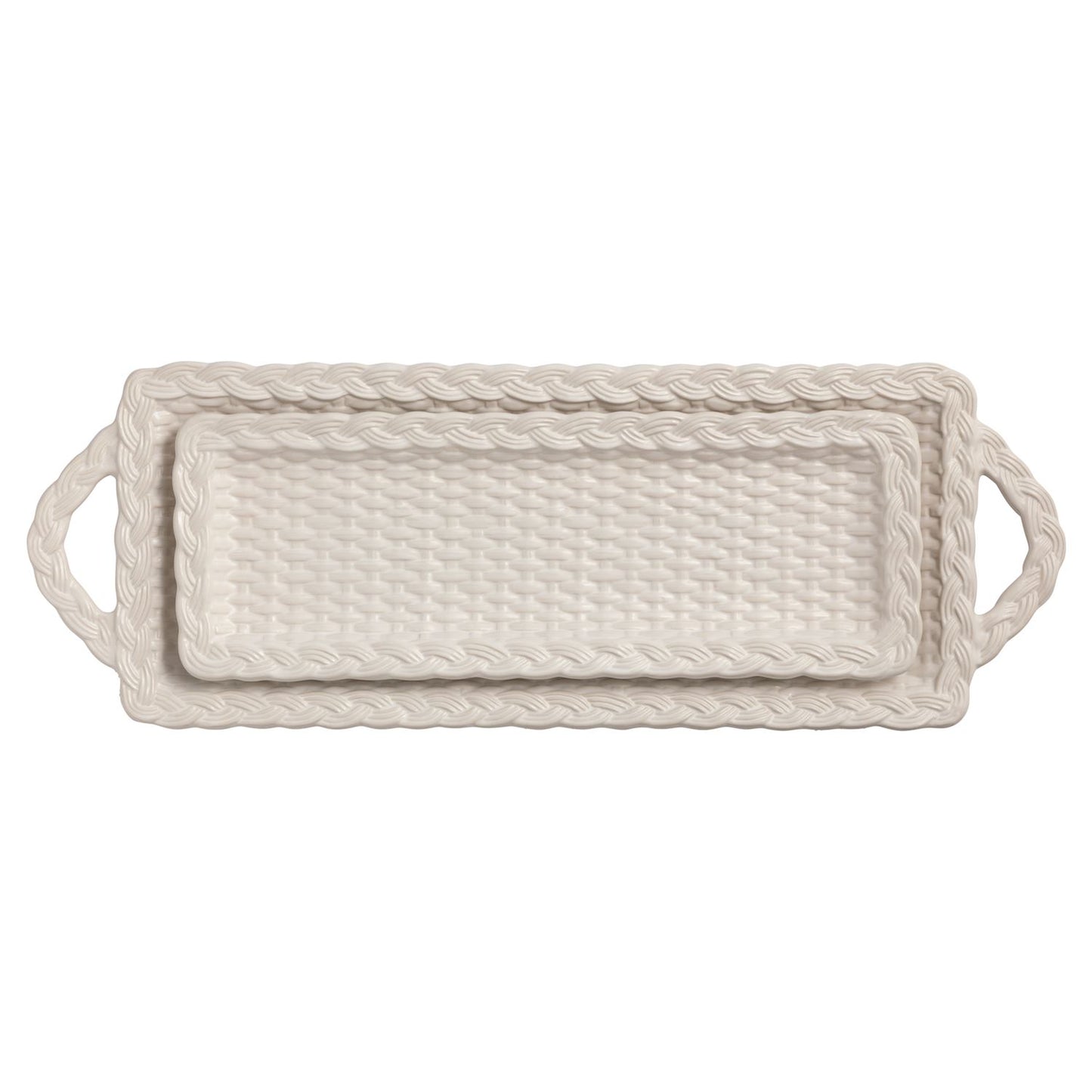 Mud Pie Nested Woven Ceramic Trays