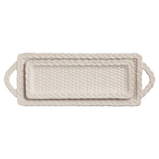 Mud Pie Nested Woven Ceramic Trays