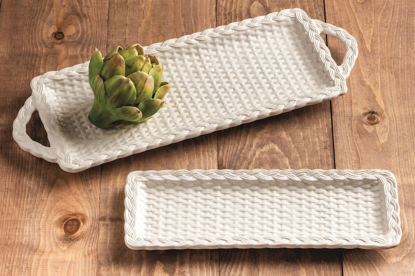 Mud Pie Nested Woven Ceramic Trays