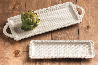 Mud Pie Nested Woven Ceramic Trays
