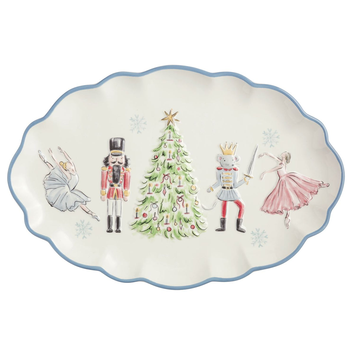 Mud Pie Nutcracker Blue Scallop Platter