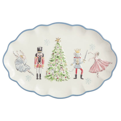 Mud Pie Nutcracker Blue Scallop Platter