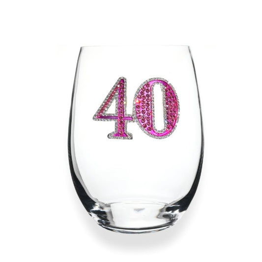 40th Birthday Jeweled Stemless Glassware - CeCe's Home & Gifts