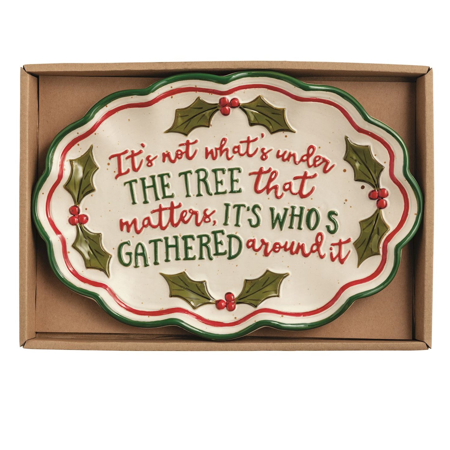 Mud Pie Holly Farm Sentiment Christmas  Tray