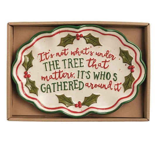 Mud Pie Holly Farm Sentiment Christmas  Tray