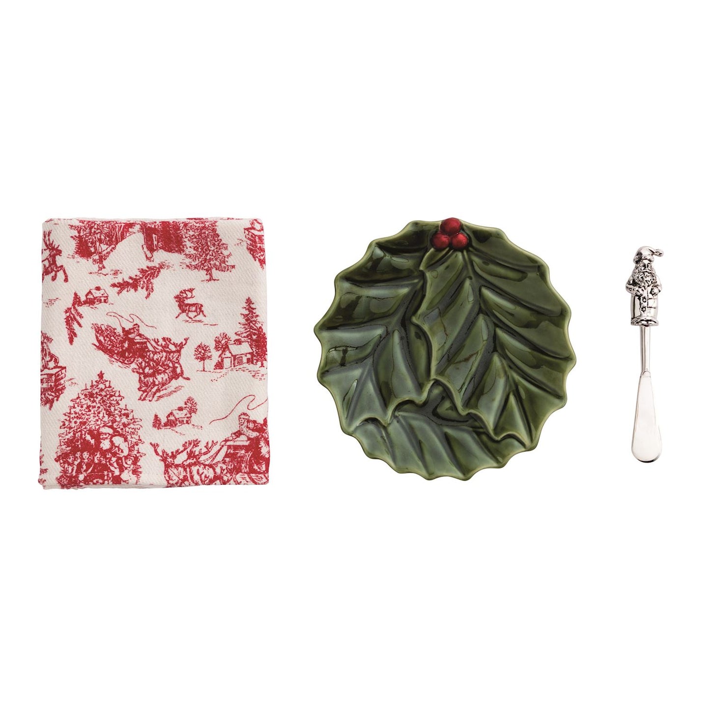 Mud Pie Holly & Toile Appetizer Set