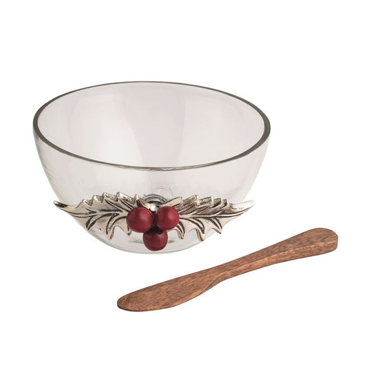 Mud Pie Holly Glass Tidbit Bowl Set
