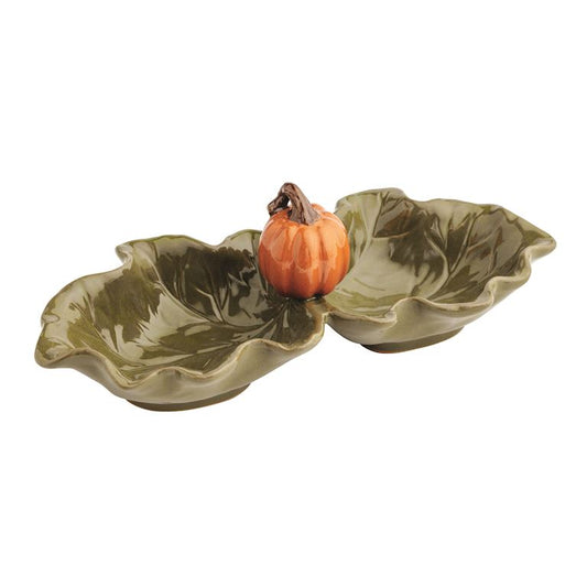 Mud Pie Leaf Pumpkin Double Tidbit