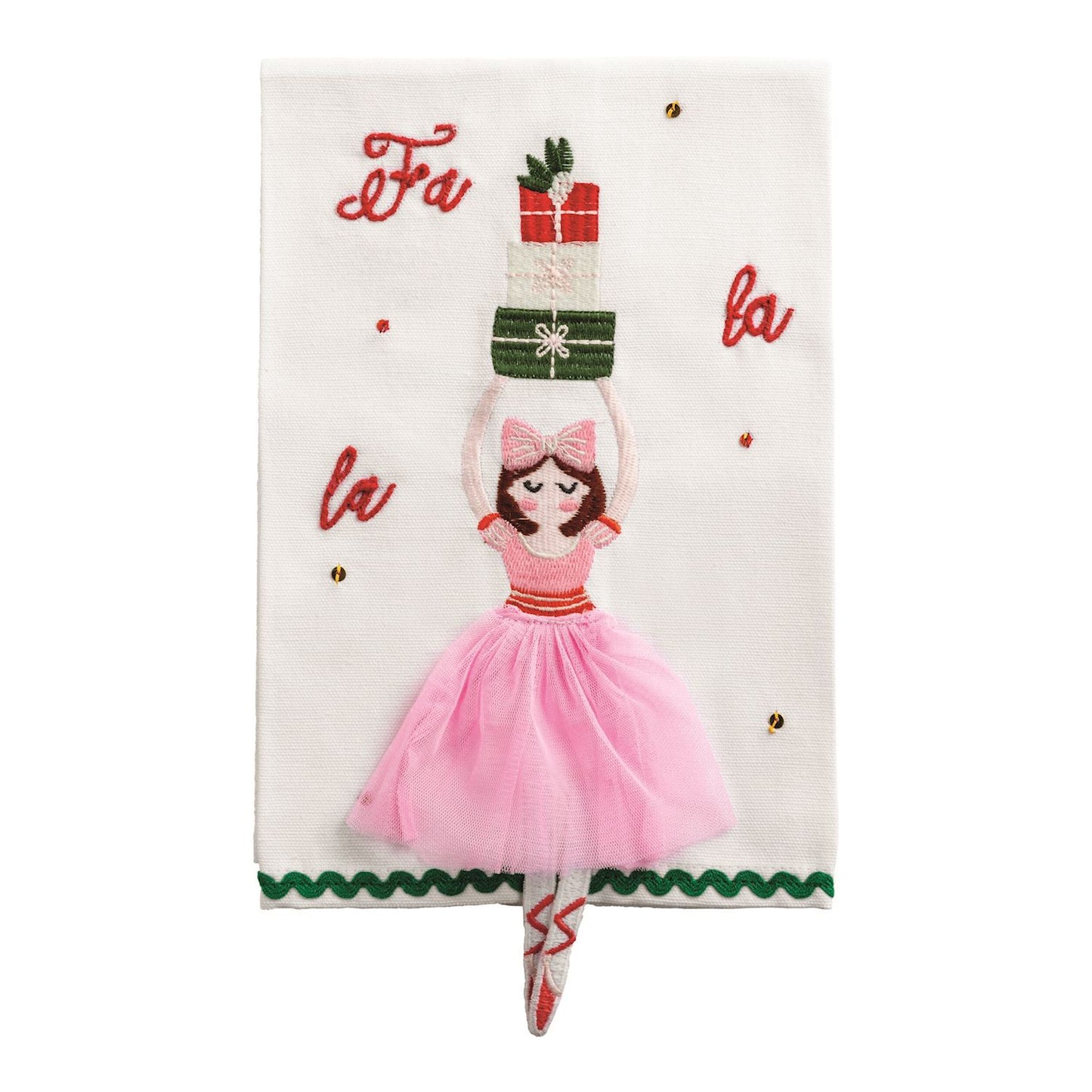 Mud Pie Christmas Dangle Embroidery Towel - 3 Styles