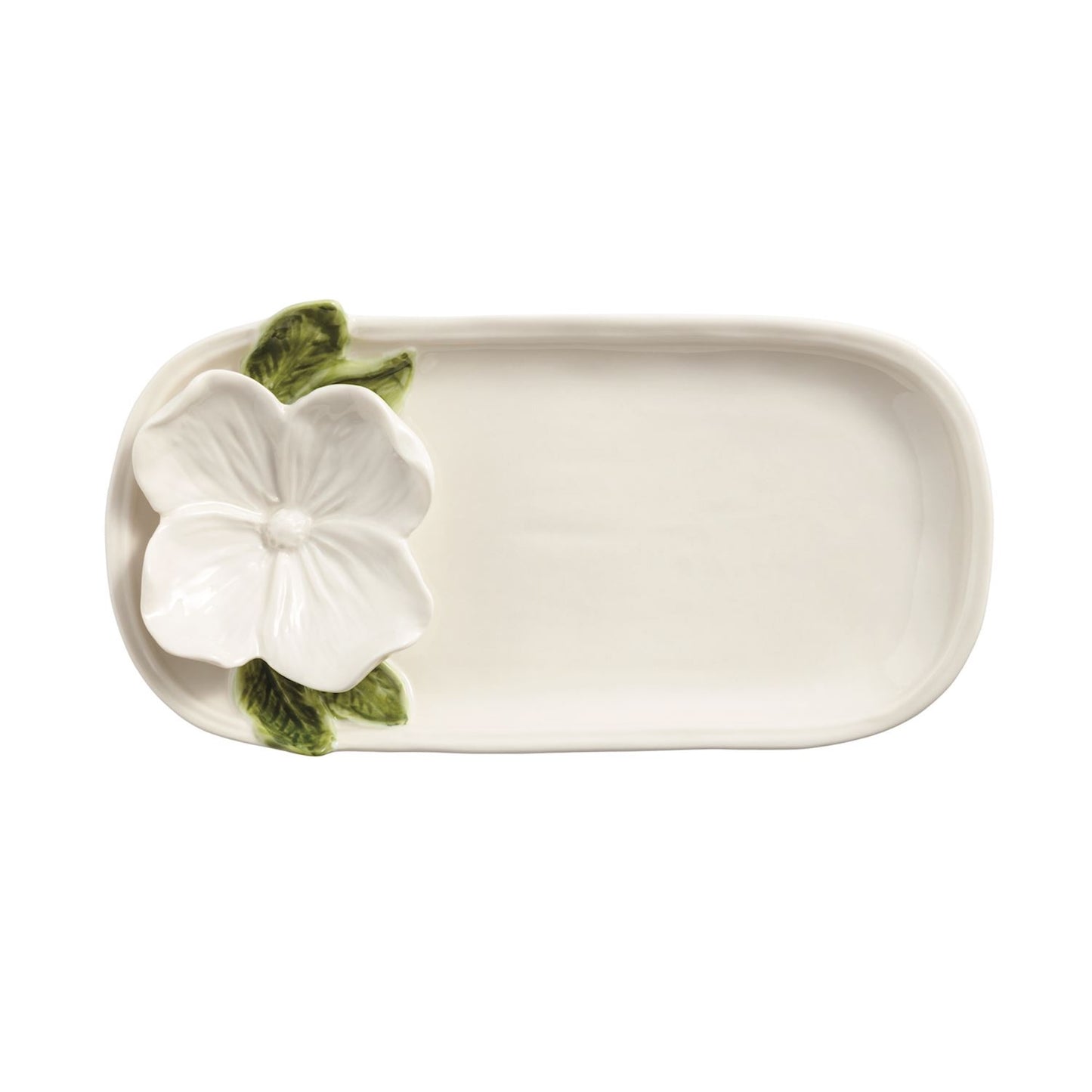 Mud Pie White Flower Everything Plate