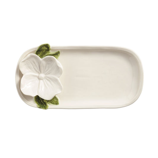 Mud Pie White Flower Everything Plate