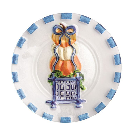 Mud Pie Pumpkin Topiary Glass Plate