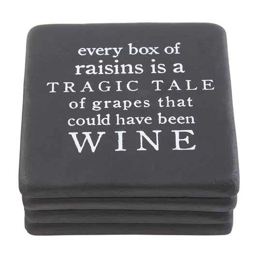 Mud Pie Raisins Funny Stoneware Coasters - Set of 4