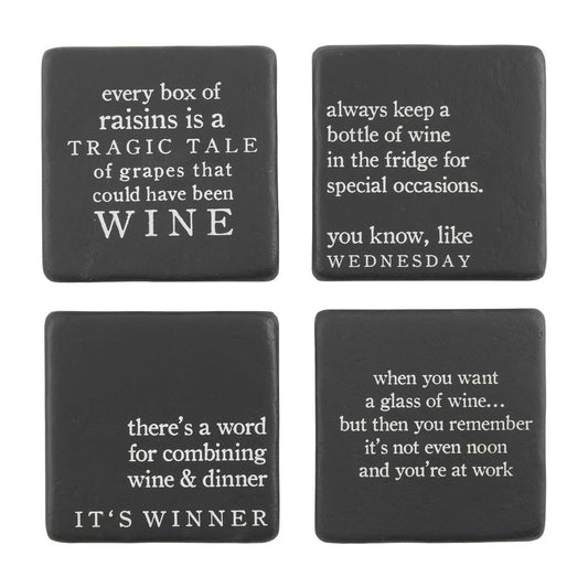 Mud Pie Raisins Funny Stoneware Coasters - Set of 4